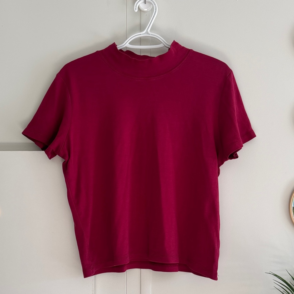 L.L. Bean Women's Short Sleeve Top - Wine Burgundy